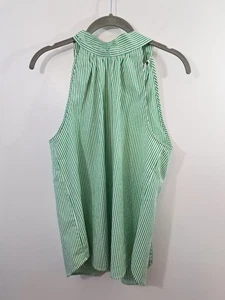 J. Blusa Crew Verde Rayas Talla 6 Cuello Atado Sin Mangas Top - Imagen 1 de 4