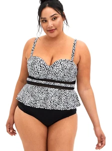 Tankini top Peplum nuovo con etichette TORRID a rete con ferretto TAGLIA TORRID 1 D/DD .. WOW! - Foto 1 di 5