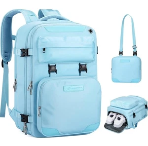 Carry-On Travel Laptop Backpack w/ Detachable Crossbody,Fits 17-Inch, Light Blue - Picture 1 of 8