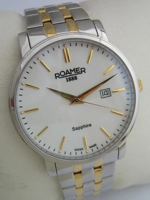 ROAMER WATCH MENS CLASSIC LINE SAPPHIRE 709856 STAINLESS STEEL SWISS GENUINE - Image 1 of 4