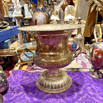 Ancienne grande coupe rafraichissoir seau a champagne metal argenté eXXe medicis - Photo 1/4
