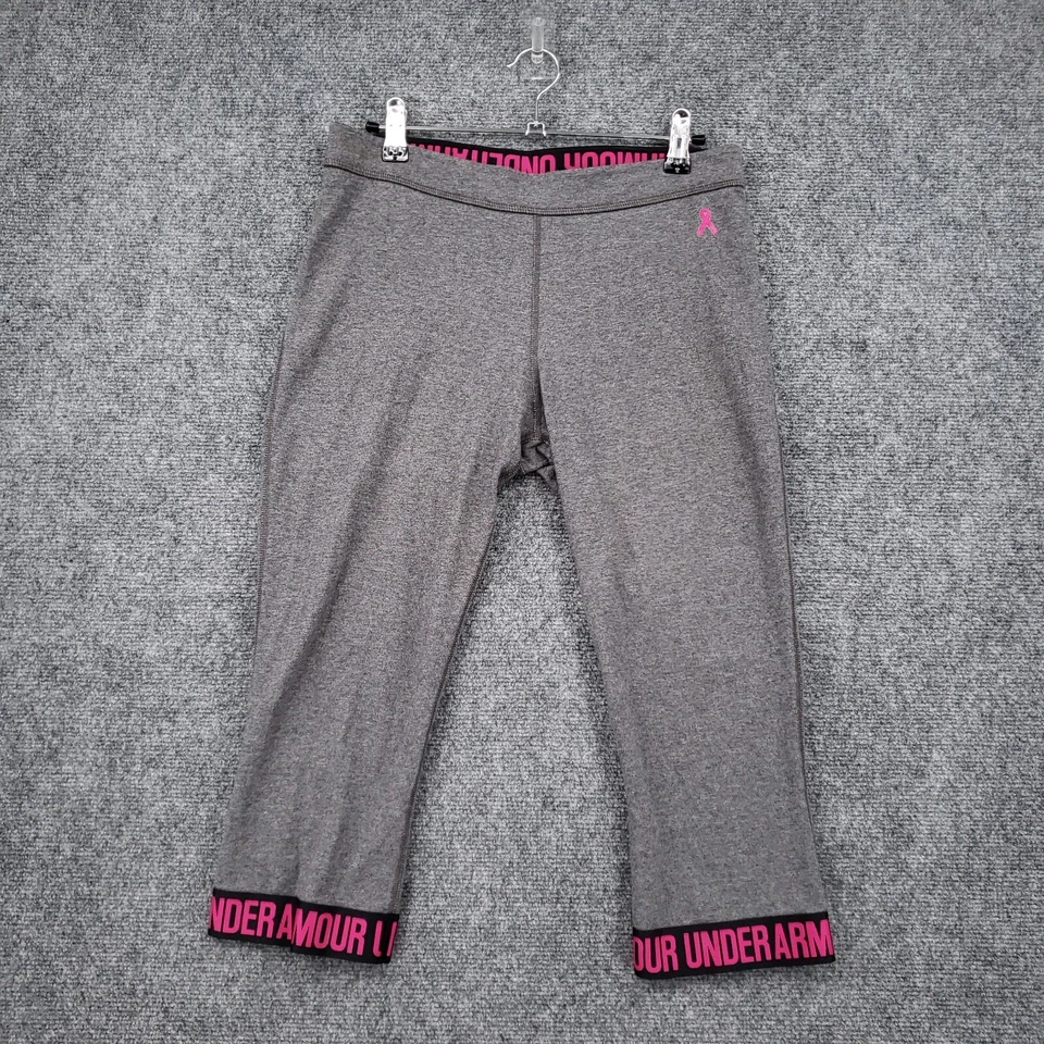 Leggings Under Armour para mujer grandes grises capri concientización sobre el cáncer de mama ropa deportiva Foto 1 de 4