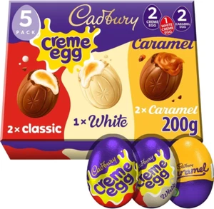 Cadbury Mixed White Chocolate, Caramel & Crème Eggs 5-Pack Perfect for Easter - Picture 1 of 12