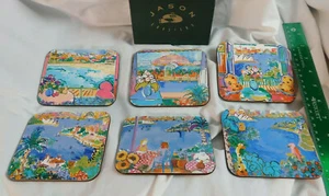 6 Eva Hannah Drink Coasters Set Jason Sydney Impressions Australia Souvenir - Picture 1 of 10