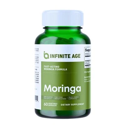 Cápsulas en polvo de hoja de moringa orgánica INFINITE AGE 1000 mg 60 unidades - Hechas en T... Foto 1 de 4