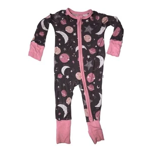 Little Sleepies Strampler Baby Mädchen 0-3 Monate Planeten Mond Sonne durchgehender Reißverschluss Bambus - Bild 1 von 4