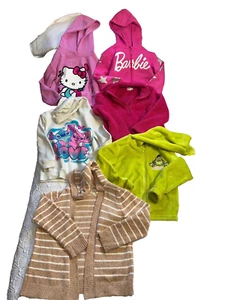 Girls lot of 6 sweaters size 7/8 full zipper hoodie stitch Hello Kitty Pink gree - Picture 1 of 13