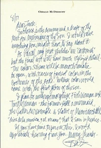 Gerald McDermott Autograph letter regarding MUSICIANS OF THE SUN 1997 - Imagen 1 de 2