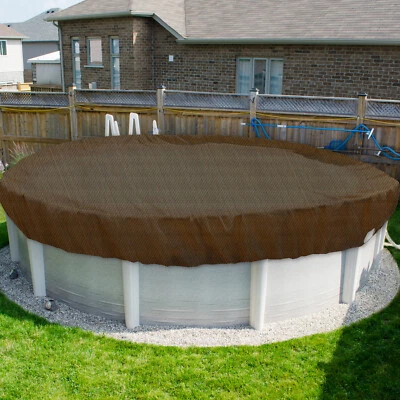 Round Winter Pool Cover Safety Heavy Duty Swimming Cover Above Ground Pool Brown - Image 1 of 4