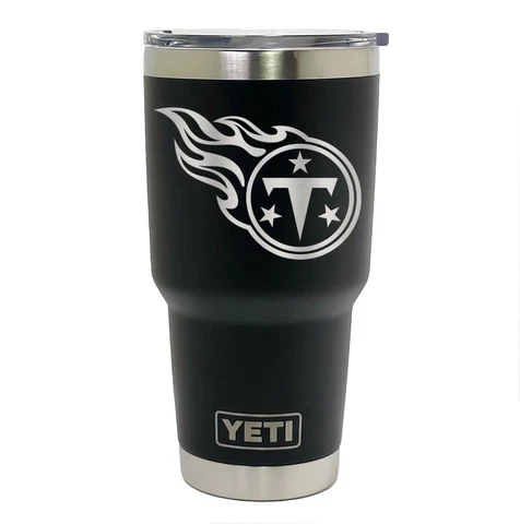 Tennessee Titans YETI Laser Engraved Colster, 20 or 30 oz. Black Tumbler Cover