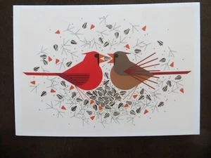 Charley Harper Cardinal Courtship blank notecard & envelope 5" X 7" - Picture 1 of 4
