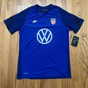 NIKE USMNT Soccer Jersey Men's Medium Blue Pre Match Vapor Knit VW Sponsor Logo - Picture 1 of 9