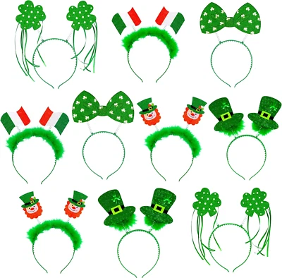 10 PIEZAS Accesorios Día de San Patricio: Diadema Cabeza Verde Boppers con Trébol Lep Foto 1 de 4