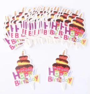30 HAPPY BIRTHDAY CUPCAKE TOPPERS-MINI CARD CAKE TOPPER-PARTY-KIDS/CHILDRENS - Picture 1 of 3