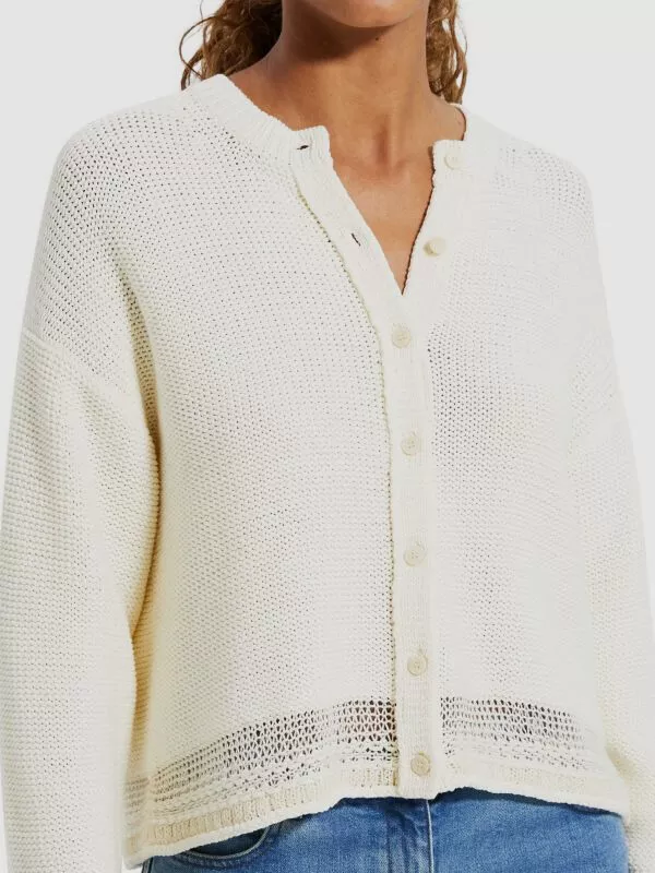 Theory Women's Ivory Mercer Crewneck Cardigan Sweater Size Medium