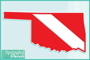 OKLAHOMA geformter TAUCHGANG Flagge Vinyl Aufkleber Auto LKW Sticker SCUBA Tauchen Decal - Bild 1 von 1