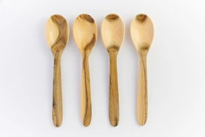 4 Pcs Wooden Spoons, 7,60 Inch for Eating Mixing Stirring, Soup Spoons, Handmade - Picture 1 of 4