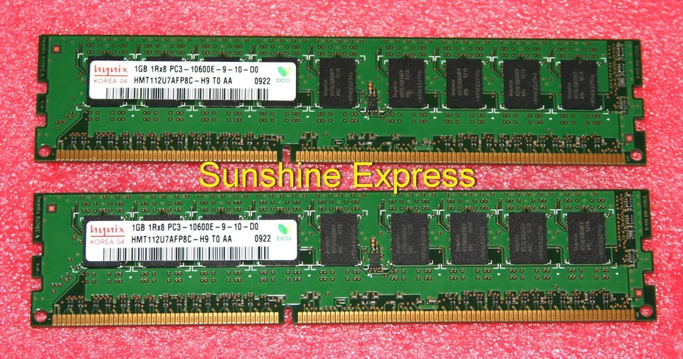 2GB Hynix (2x1GB) 1Rx8 DDR3 1333MHz PC3-10600E Server Memory HMT112U7AFP8C-H9 - Image 1 of 1