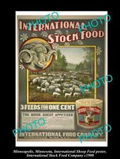 OLD 6 X 4 PHOTO OF MINNEAPOLIS STOCK Co POSTER SHEEP 3 FEEDS IN 1 FOOD c1900