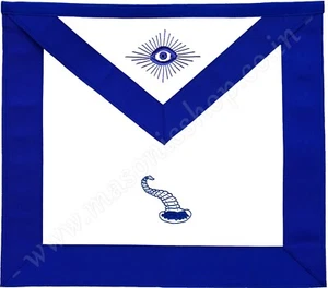 FREIMAURERBLAUE LODGE OFFIZIERSSCHÜRZE HANDBESTICKT - JUNIOR STEWARD (MA-112-V) - Bild 1 von 2