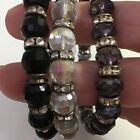 Costume Jewelry Faux Crystals Rhinestones Stretch Bracelets Set Of 3 Bling 