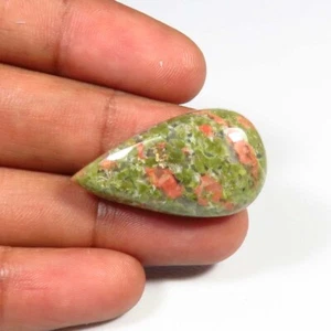 Cabochon Unakite verde naturale rosso 30x17 mm pietra preziosa liscia pera unakite UK-54 - Foto 1 di 9