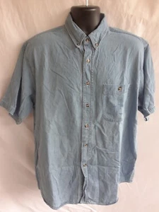 Guy Harvey Classic Mens Shirt L Blue Denim Pocket Logo Graphic Back Button Down - Picture 1 of 6