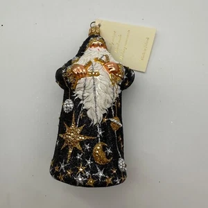 2004 Patricia Breen Celestial Santa Black Gold Stars 5.12" Ornament Neiman Marcu - Picture 1 of 13