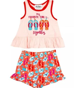 Counting Daisies Little Girl's MY TIME Flipflop Tunic & Shell Short Set-6 or 6X - Picture 1 of 3