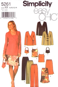 Simplicity 5261 ~Chaqueta Miss con Variaciones Frontales Pantalones Pull-on-Falda-Cami 8-14 - Imagen 1 de 4