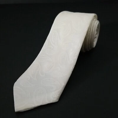 Corbata De Colección Wemlon Wembley Lujo Ajustada Marfil Patrón Paisley 54" x 2" Foto 1 de 4