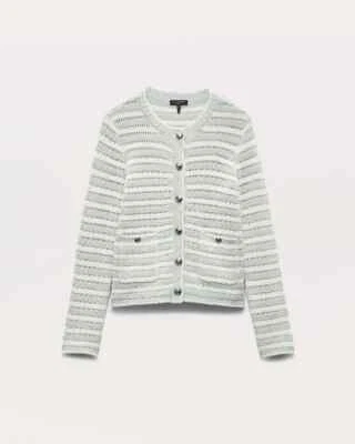 NEW, Rag & Bone Jace Striped Cotton-Blend Lady Cardigan Size S #T3275 - Image 1 of 4