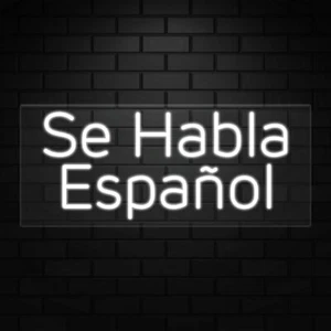 Se Habla Insegna Espanol per Espositori Aziendali | LED Flex Neon | 32"W x 13"H x 1"D - Foto 1 di 4