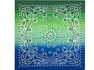 22"x22" Ornate Paisley Mosaic Multi Color Blue Gree 100% Cotton Bandana Bandanna - Picture 1 of 3