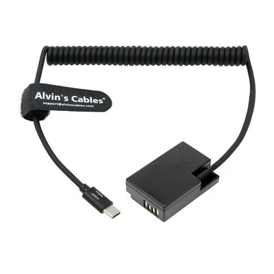 LP-E17 Dummy Battery to USB-C PD Power Cable Coiled Adapter for Canon EOS R8 R10 - Image 1 of 4
