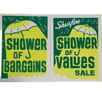 SHURFINE Advertising In Store SHOWER OF VALUES Spring Sale Tent 2 Sided Poster - Image 1 of 4
