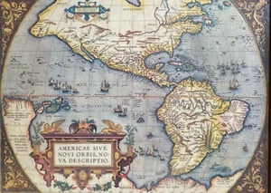 Americae Sive Novi Orbis Nova Descriptio de Abraham Ortelius - Impresión sobre lienzo - Imagen 1 de 4