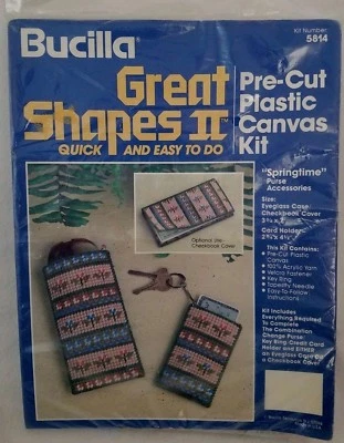 Bucilla Springtime Purse Accessories Plastic Canvas Kit Eyeglass Case Checkbook - Image 1 of 4