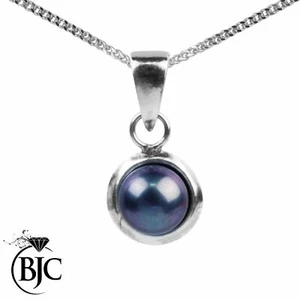 Plata de Ley Negro Perla de Agua Dulce Colgante & Opcional Plata Rastro Collar - Imagen 1 de 11