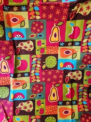 Cheater Crazy Patchwork Fruit Apple Pear Block Square Dot Remnant 34”x43" - Image 1 of 4