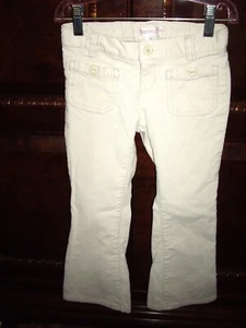 T28 EUC Girls Size 5T Old Navy Ivory Mini Corduroy Jeans Pants Flare Leg TWINS - Picture 1 of 5