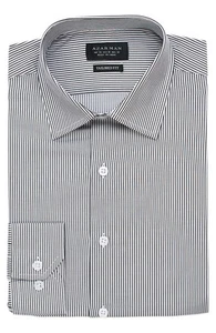 Camisa de vestir delgada/a medida para hombre gris a rayas algodón sin arrugas por AZAR MAN - Imagen 1 de 4