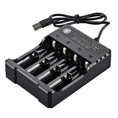 4 Slots USB Battery Charger Fits For Rechargeable Lithium Li-ion Batteries 3.7V - Image 1 of 4