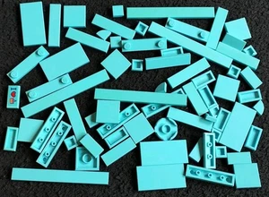 LEGO Light Blue Tiles Bundle Mixed Smooth Pieces Part Flat Floor Lot 2x4 1x4 2x2 - Picture 1 of 5
