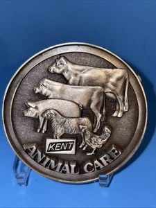 Vtg Kent Feeds Belt Buckle Beef Cow Pig Sheep Chicken Farm Ag - Picture 1 of 4