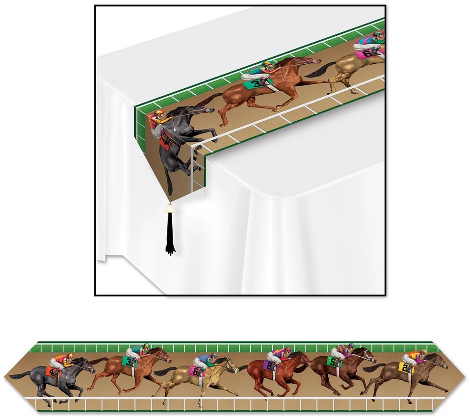 Printed Horse Racing Table Runner of Size 11" x 6' - Beistle - Image 1 of 1