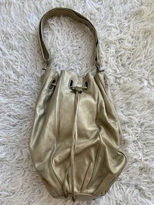 MIMCO (Authentic) Gold Beige Leather Cocoon Bucket Bag With Drawcord - Picture 1 of 8