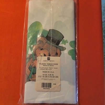 St. Patricks Day Table Cover American Greetings 54"x96" VTG NEW - Image 1 of 4