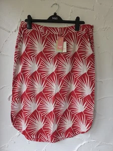White Stuff Size 12 Red Kuma Palm Leaf Floral Midi Skirt RRP £59.95 With Linen - Picture 1 of 8