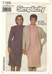 1986 Simplicity 7798 Misses Dress Jacket size O 12-16 sewing pattern uncut - Picture 1 of 3